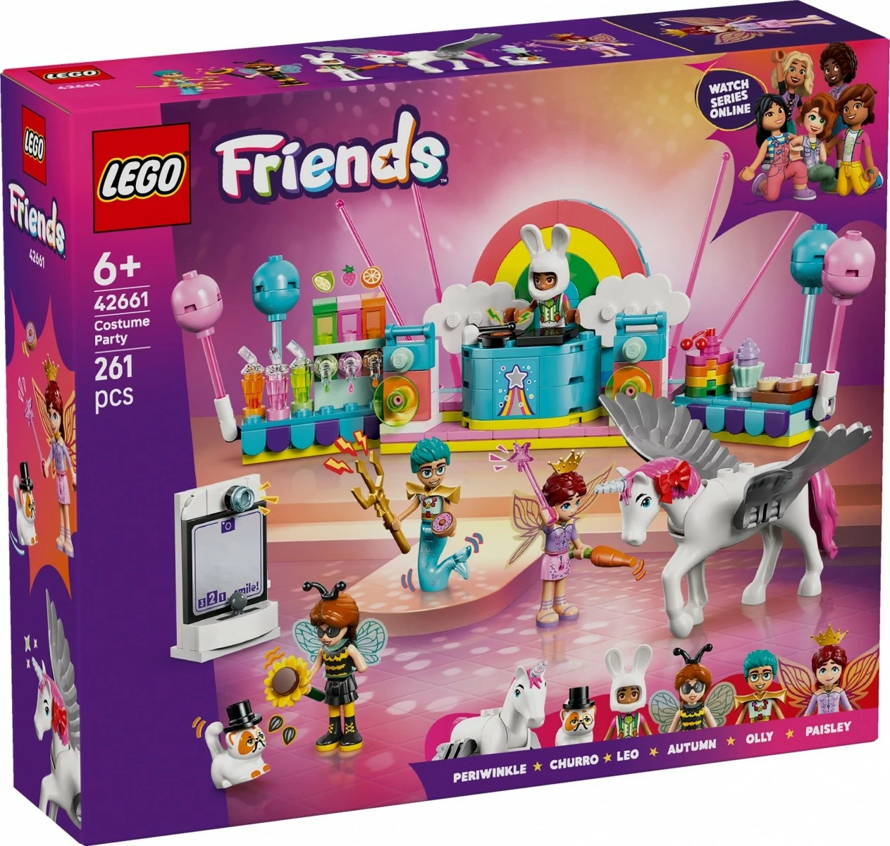 Set LEGO Friends 42661, Kostume Party me Njëbrirësh dhe Zanë, 261 pjesë