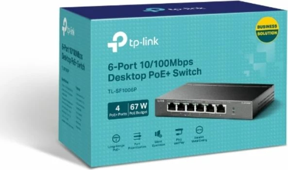 Switch TP-LINK TL-SF1006P, 6-port 10/100Mbps, 4x PoE+ (67W), zi