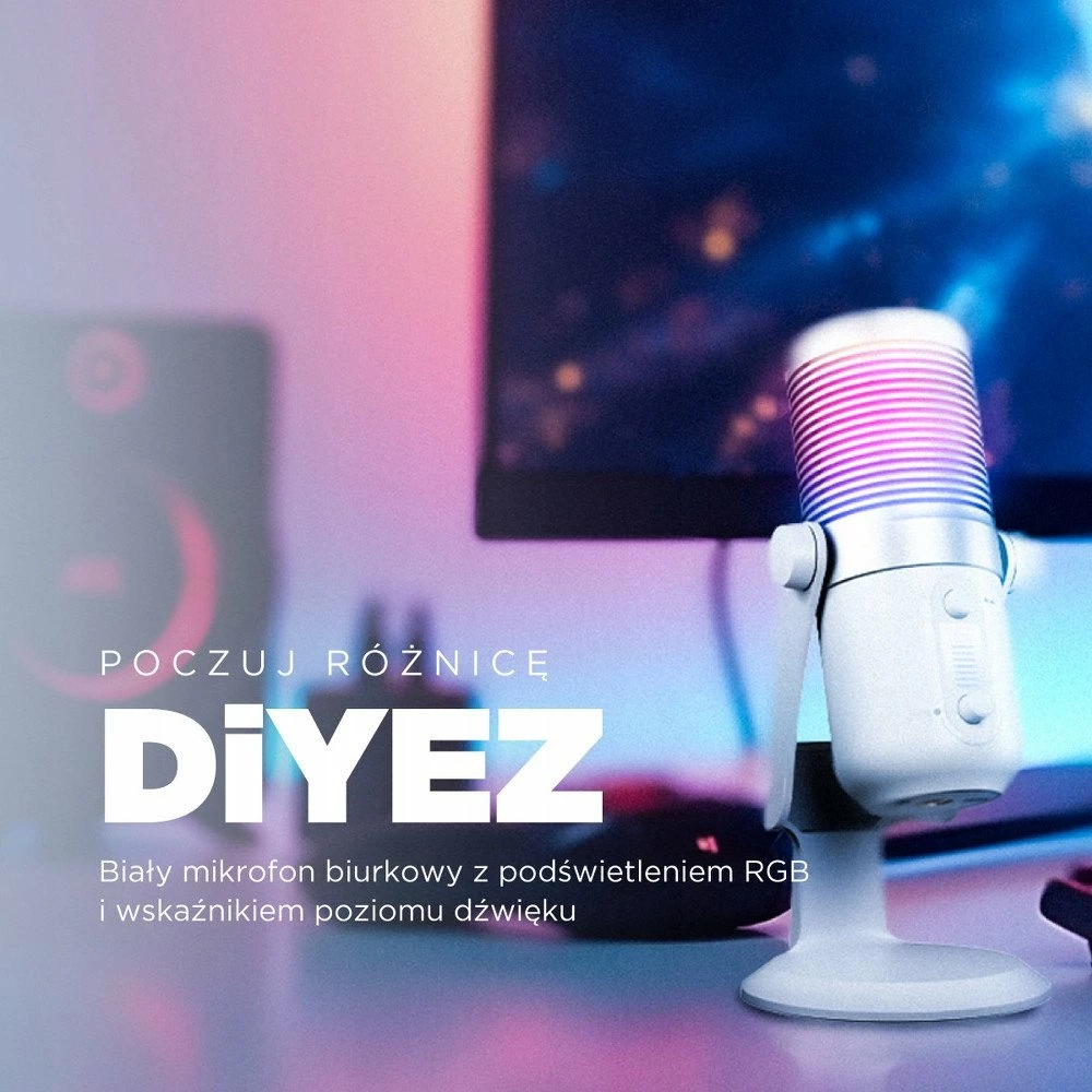 Mikrofon Rampage Diyez gaming USB-C RGB touch, i bardhë
