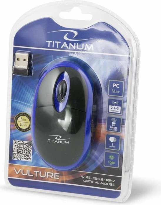 Maus Esperanza Titanum Vulture TM116B 1000 DPI wireless USB, zi/blu