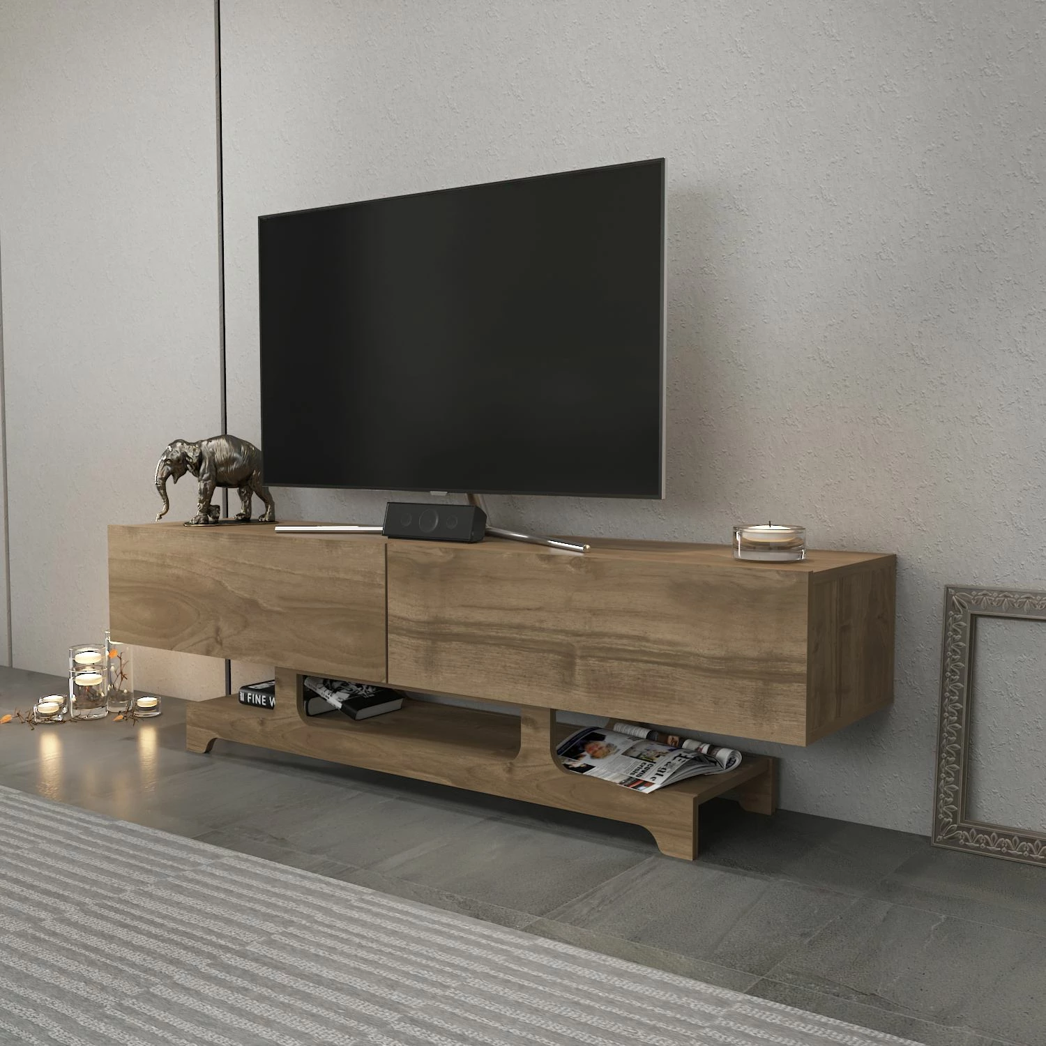 Komodë TV Skye Decor, ngjyrë arre, Tera