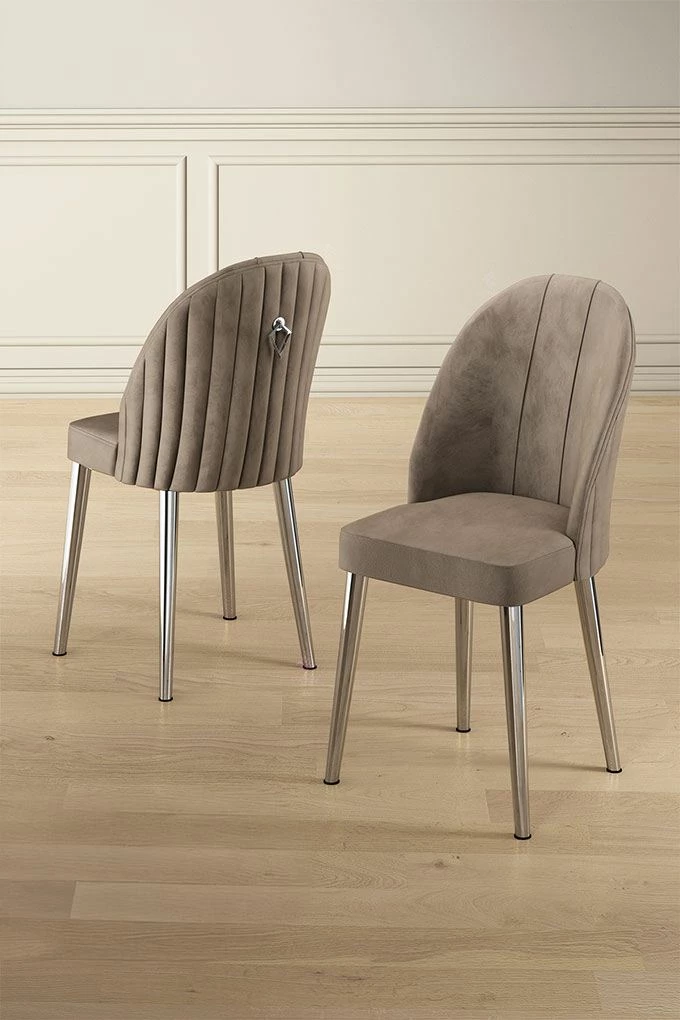 Set karrigesh (6 copë) Hanah Home, Mara, kapuçino, krom