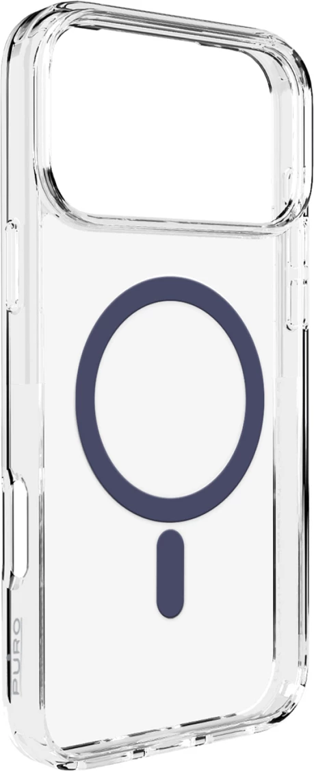 Mbështjellës Puro Lite Mag për iPhone 17 Pro Max, MagSafe, Transparent me unazë blu