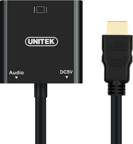Adapter HDMI në VGA me audio Unitek Y-6333, i zi