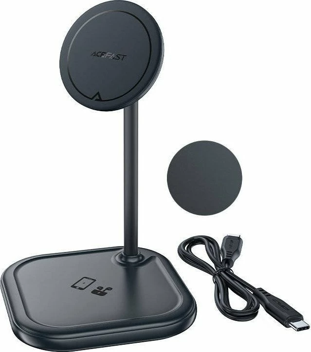 Karikues induktiv Acefast E6 2-në-1 Qi/MagSafe 15W, USB-C, 1m, gri
