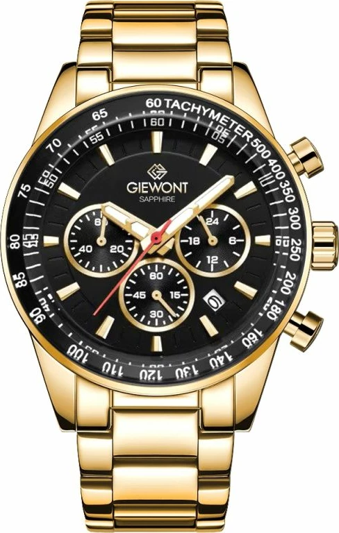 Orë dore meshkuj Giewont GW9140-B4, e zezë dhe e artë