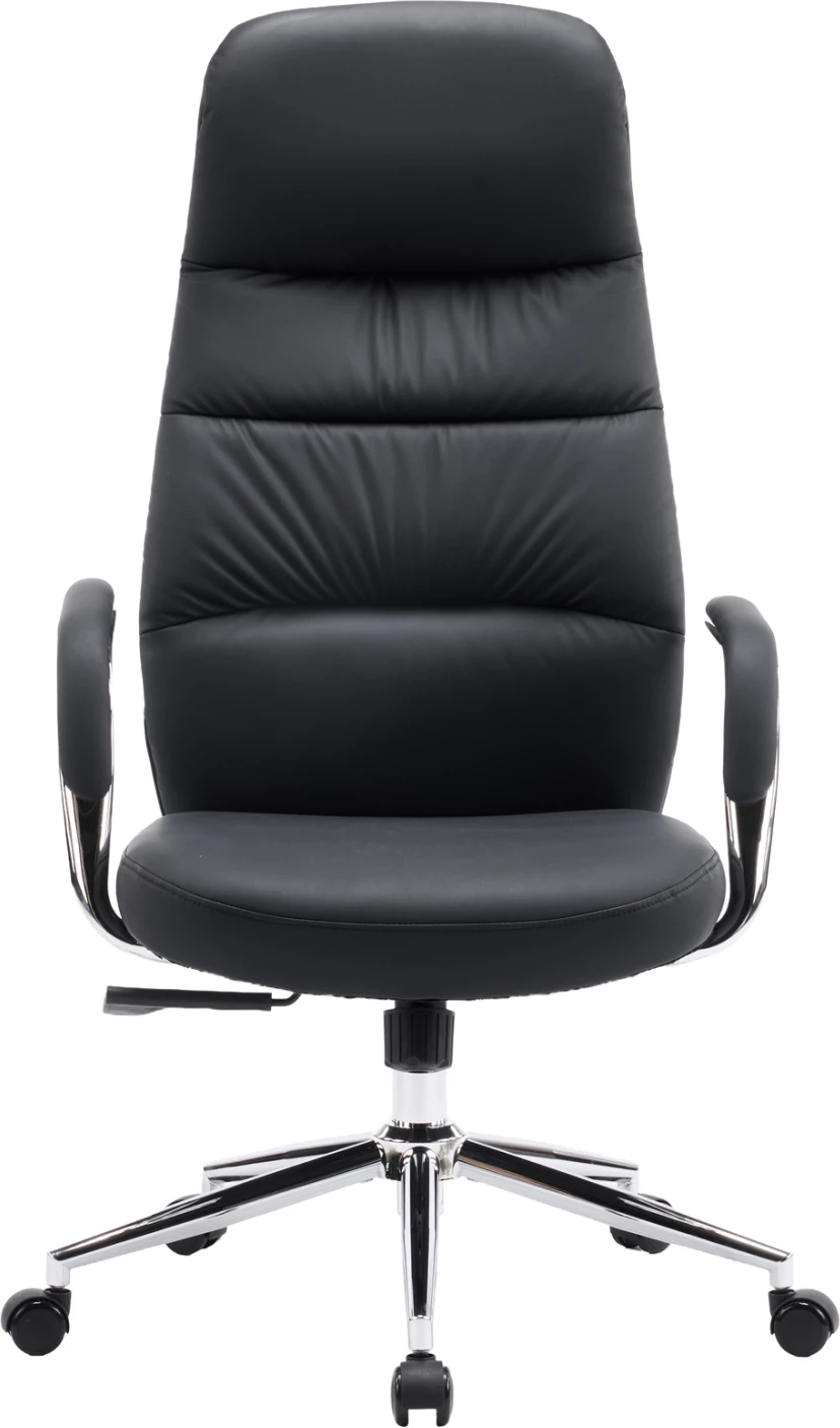 Karrige zyre TEETER, lëkurë PU e zezë, bazë kromi, 67x66x121cm