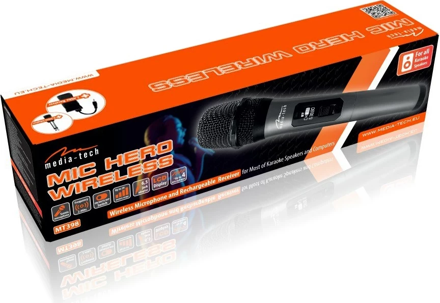 Mikrofon karaoke pa tela Media Tech MT398, Gri