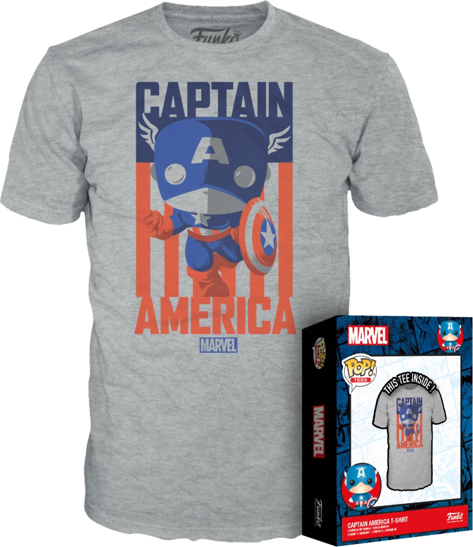 Maicë Funko Pop Marvel Captain America, XL, gri, set me figurë