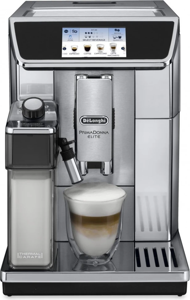 Aparat kafeje automatik DeLonghi PrimaDonna Elite ECAM 650.75.MS 1450W, argjend/zezë