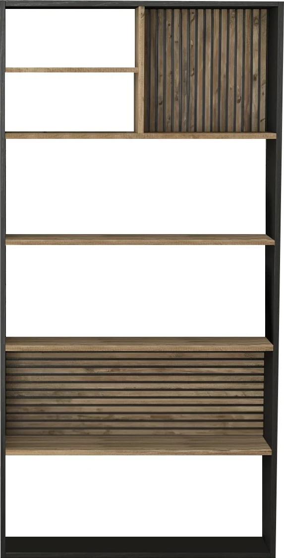 Raft librash Hanah Home, FRN-9013, ngjyrë druri, e zezë, Atlantic Pine, 90x180x25cm