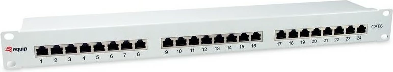 Patch panel EQUIP 24-port Cat6, 1U, metal, rackmount, gri