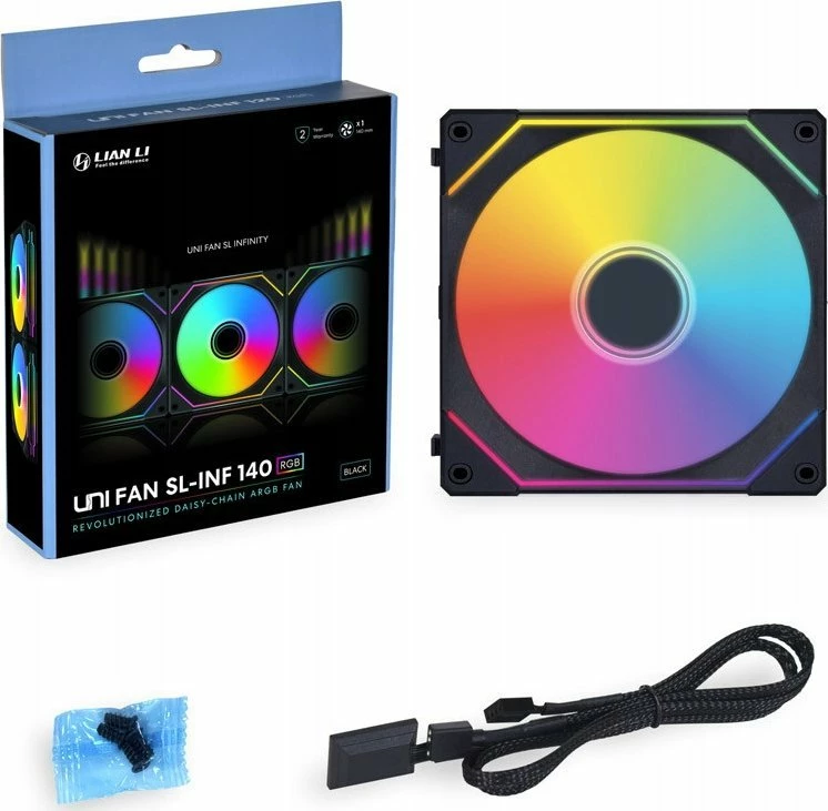 Ventilator PC Lian Li UNI FAN SL-INF 140 (UF-SLIN140-1B), 140mm ARGB PWM, 1 copë, zi/gri
