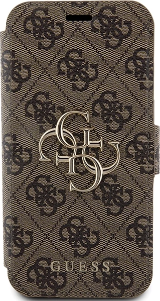 Mbështjellës Guess 4G Metal Logo për iPhone 15 Pro, kafe