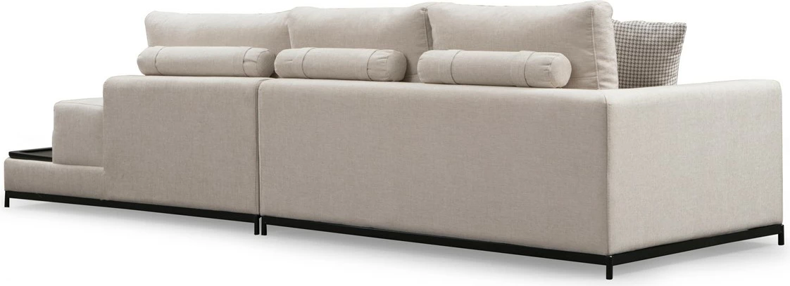 Divan katër vendesh, ngjyrë bezhë, me tavolinë anësore, Atelier del Sofa