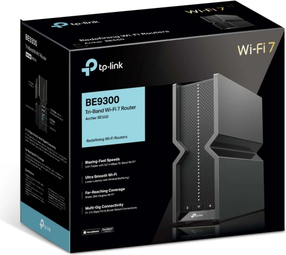 Router Wi‑Fi 7 TP-LINK Archer BE550, BE9300 tri-band, 5×2.5GbE, USB 3.0, i zi
