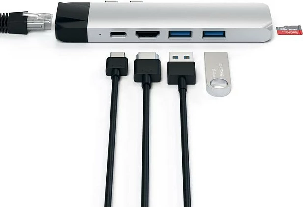 Hub USB-C Satechi Type-C Pro Hub, 4K HDMI, Ethernet, 2x USB-A, USB-C, argjend
