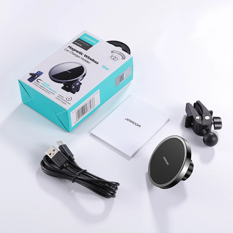 Mbajtës magnetik për veturë me karikues wireless Joyroom JR-ZS240, 15W, MagSafe, i zi