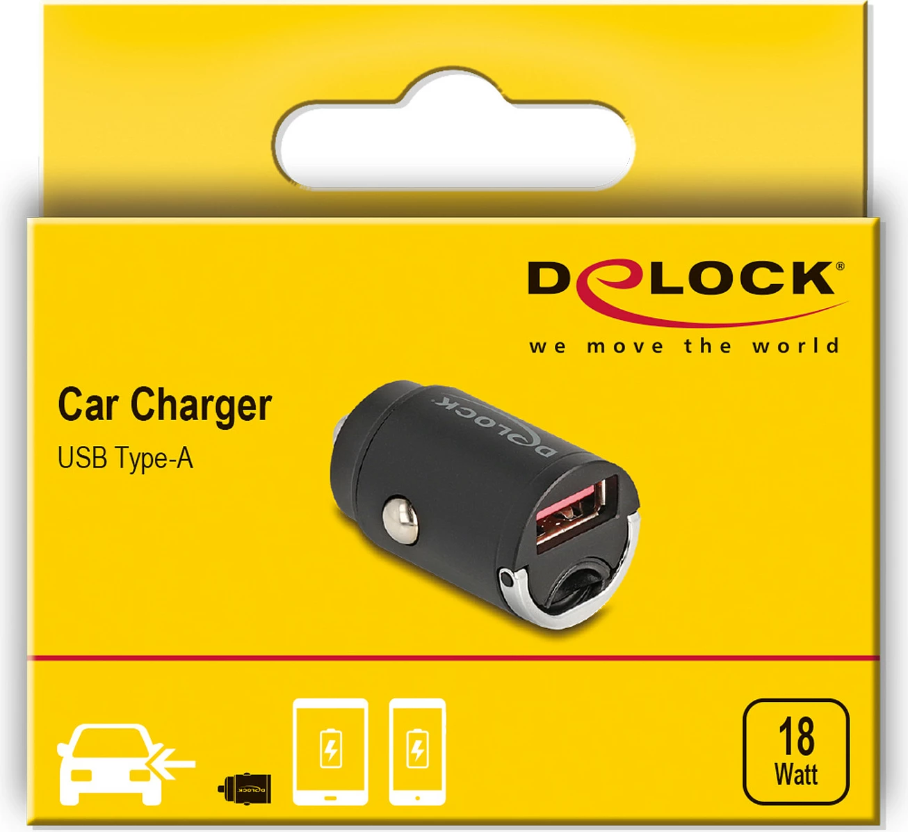 Karikues makine DeLOCK 64277, USB-A, USB PD 18W, 12-24V, i zi