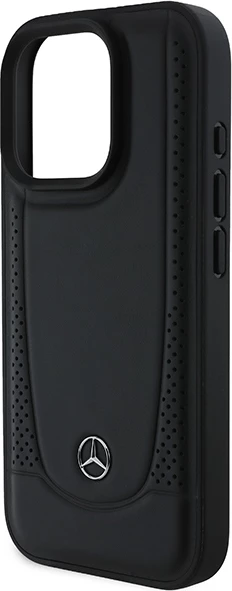 Mbështjellës Mercedes për iPhone 16 Pro Max, lëkurë, i zi