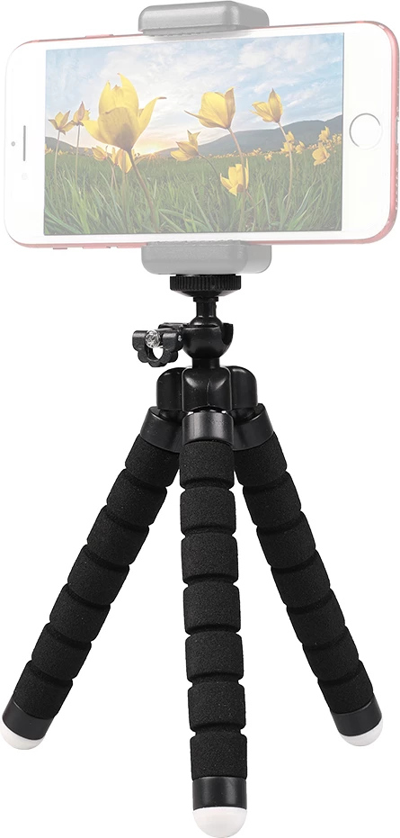 Tripod fleksibël për celular dhe kamerë selfie, Hurtel, këmbë oktapod, klips universal, kënd dhe lartësi të rregullueshme