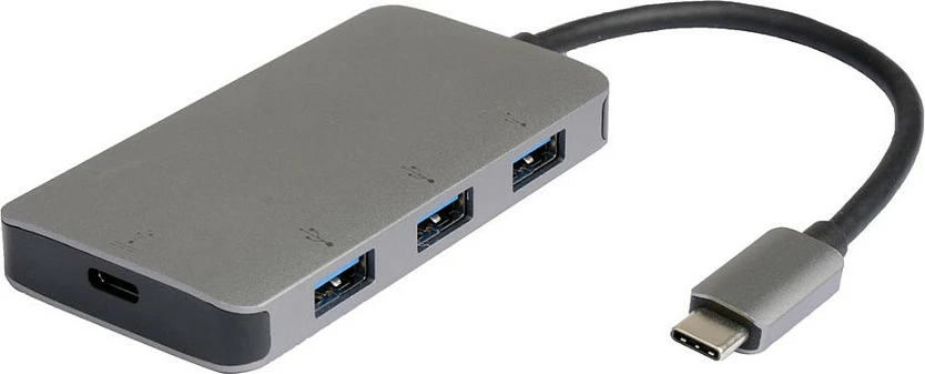 USB Hub ROLINE USB 3.2 Gen1, 3x USB-A + 1x USB-C, USB-C, PD, alumini, i argjendtë