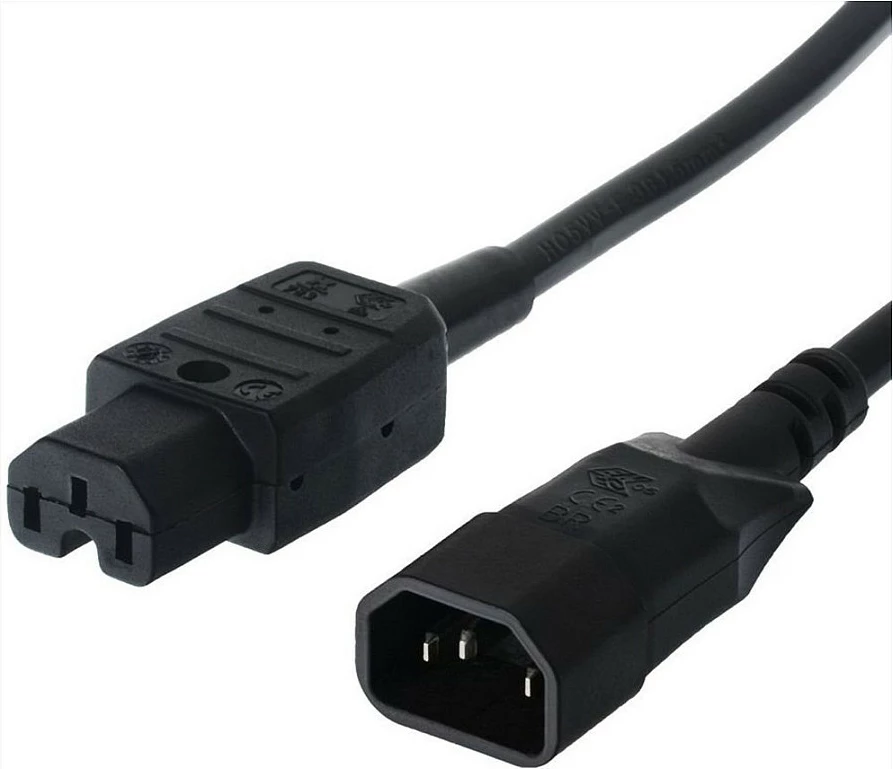 Kabllo rryme Bachmann IEC C14 (mashkull) në IEC C15 (femër), 3 m, e zezë