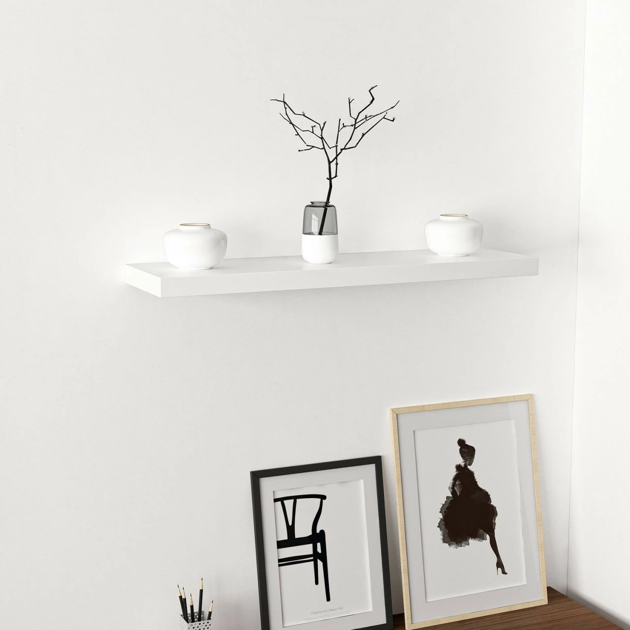 Raft muri Skye Decor, i bardhë, 80cm