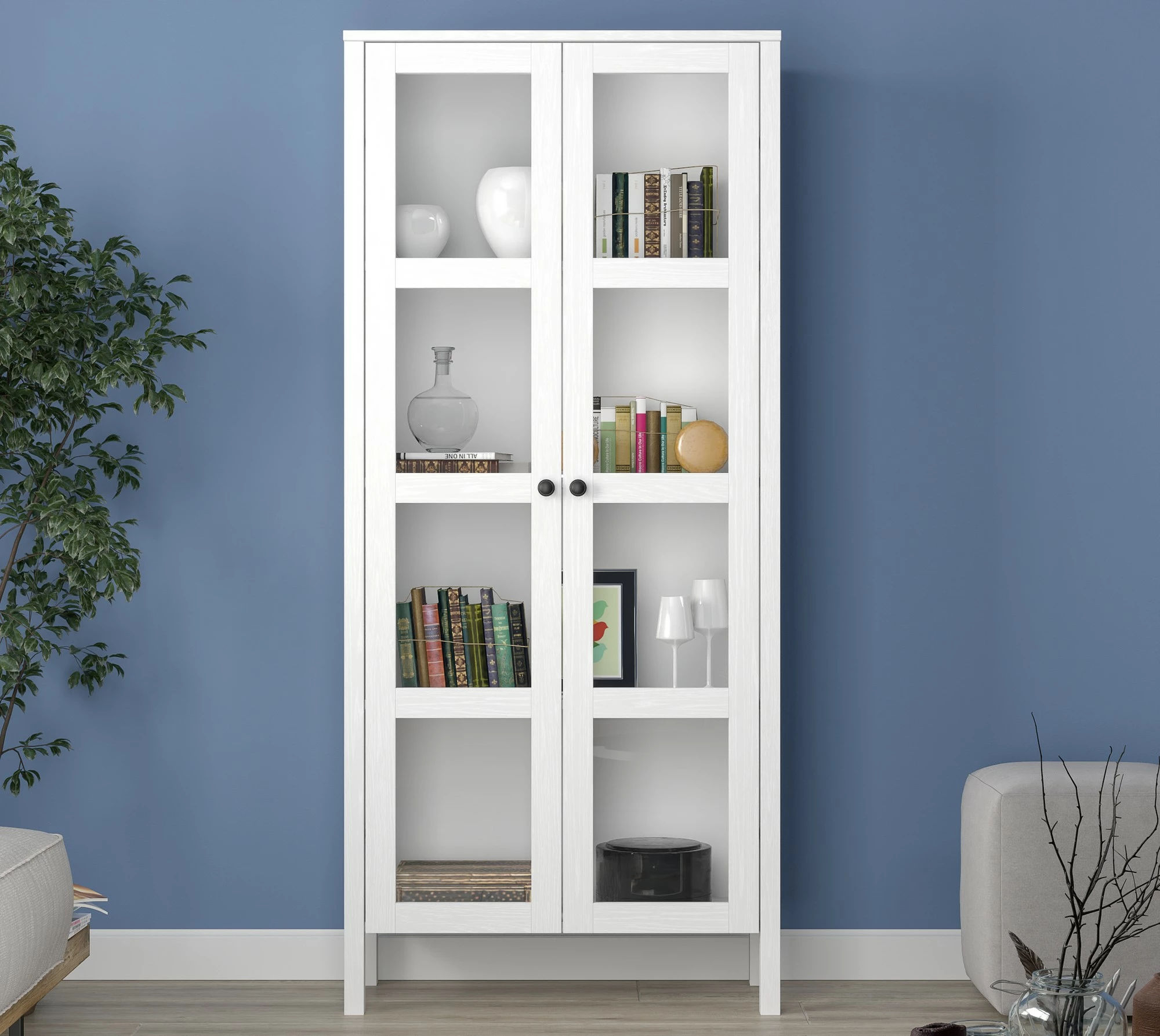 Raft librash Hanah Home, FRN-20032, ngjyrë druri dhe e bardhë, 80x180x35cm