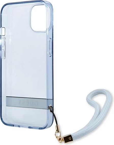 Mbështjellës Guess GUHCP13SHTSGSB për iPhone 13 mini, Hardcase, Translucent Stap, Kaltër