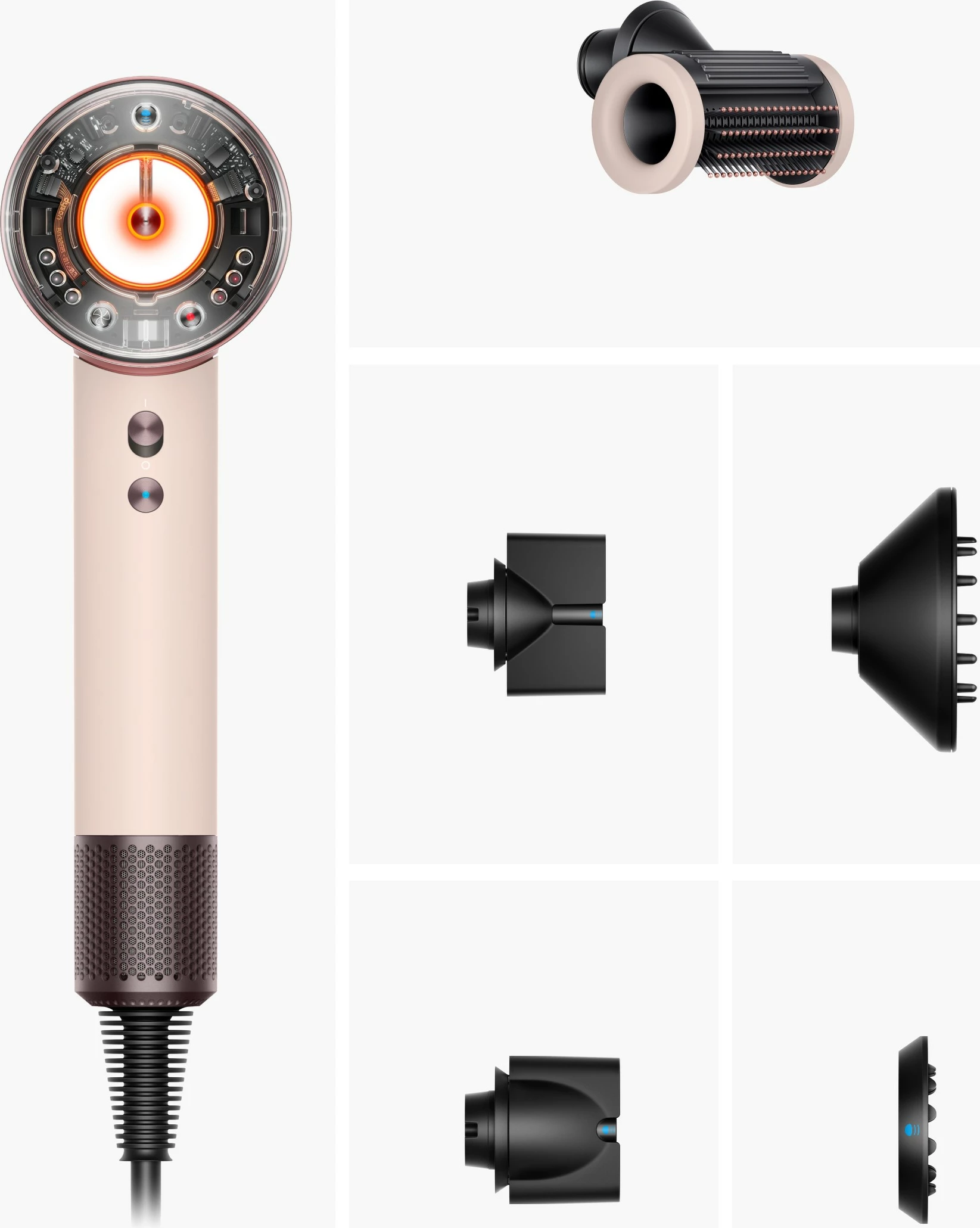 Tharëse flokësh Dyson Supersonic Nural HD16, 1600W, 5 aksesorë, Ceramic/Rose