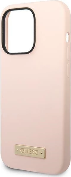 Mbështjellës Guess GUHMP14XSBPLP për iPhone 14 Pro Max 6.7", silikon, MagSafe, rozë