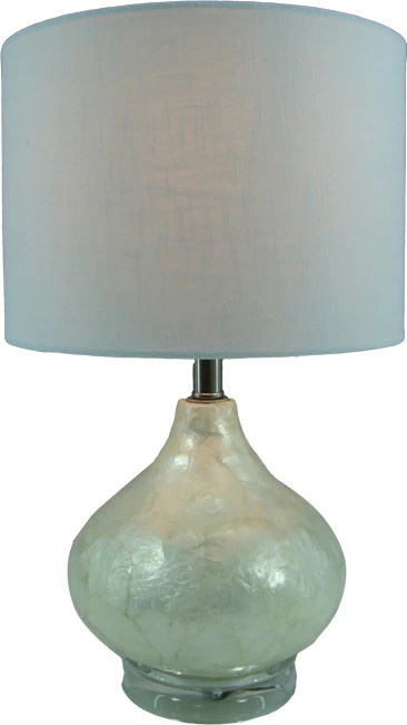 Llambë tavoline Guidance Inart E27, xham i bardhë, abazhur pëlhure i bardhë, D25x41cm