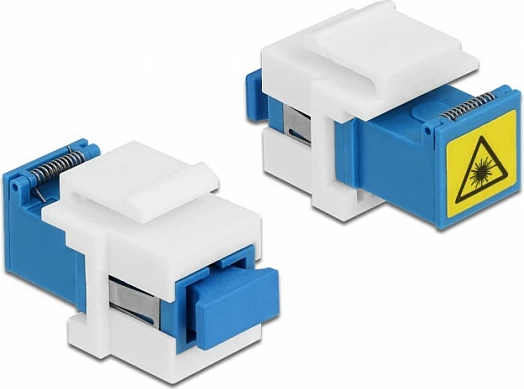 Modul Keystone DeLOCK SC Simplex femër-femër, i sheshtë, me mbrojtje lazeri, Blu/Bardhë