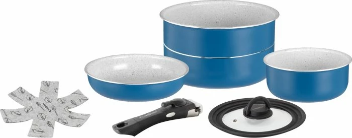 Set enësh gatimi BRUNNER Carezza Spacemaster Vacublock 0804081N, ruajtje kompakte (nesting), me çantë, blu