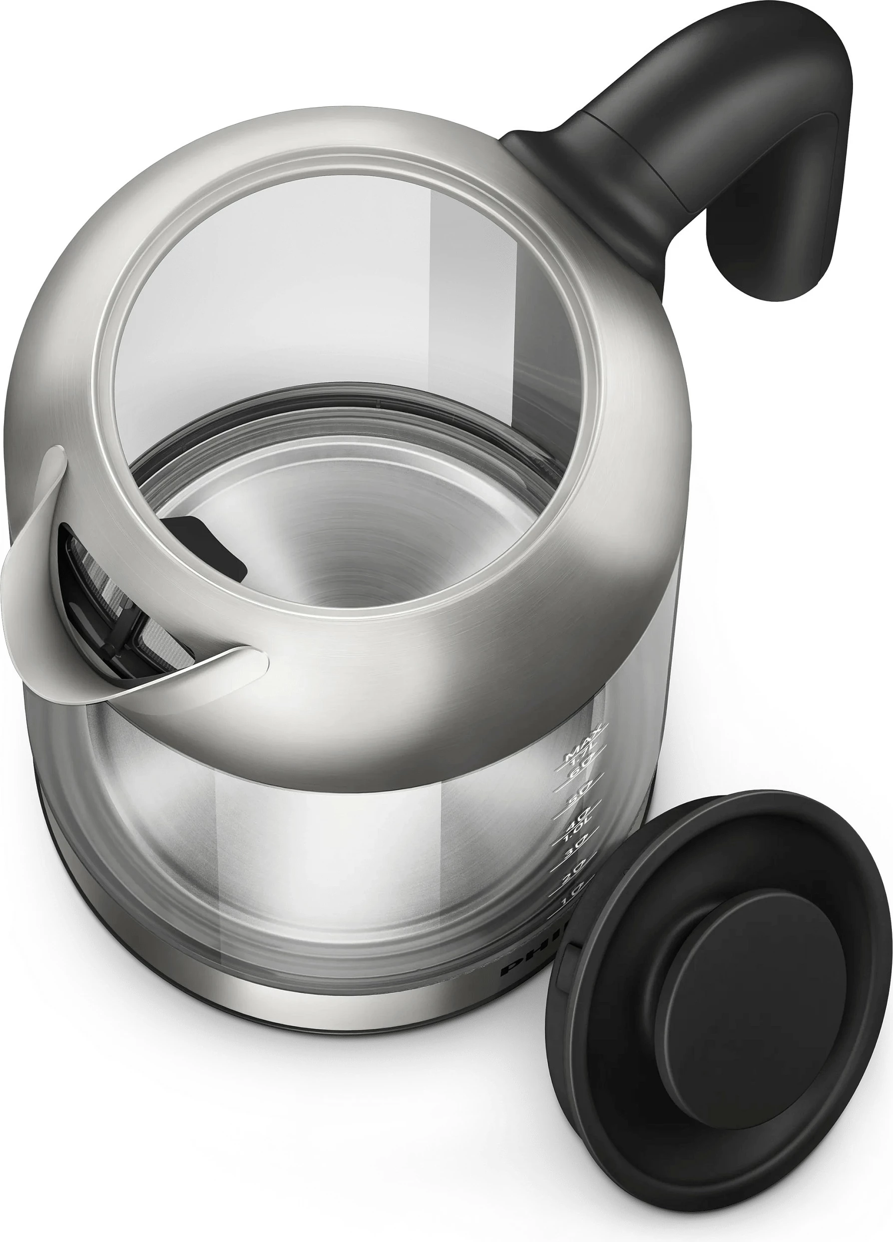Çajnik elektrik Philips HD9339/80, 1.7 L, xham/inoks, i zi/argjend