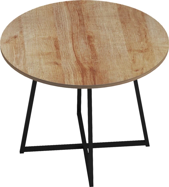 Tavolinë ngrënieje Sarah I, ngjyrë lisi, këmbë metalike të zeza, D100x76cm