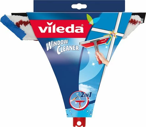 Pastrues xhamash Vileda Window Cleaner 128782, 2-në-1 me shufër teleskopike, kuqe/blu