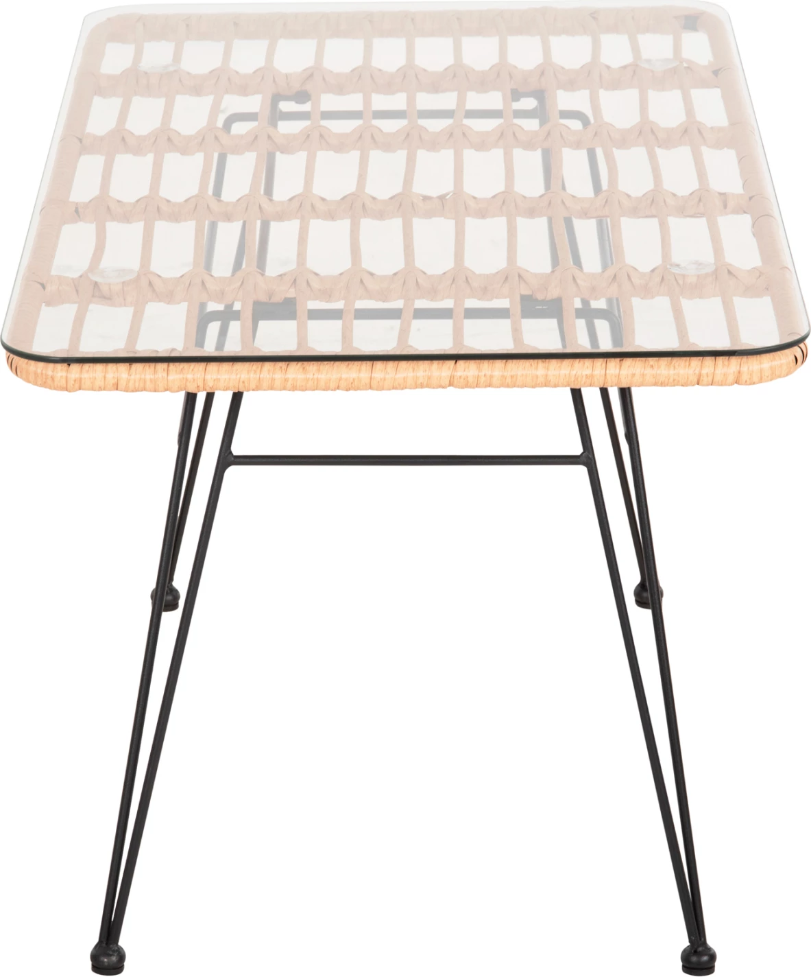 Tavolinë kafeje për jashtë ALLEGRA FH6076 metal i zi - rattan bezhë 95x55x51.5H cm