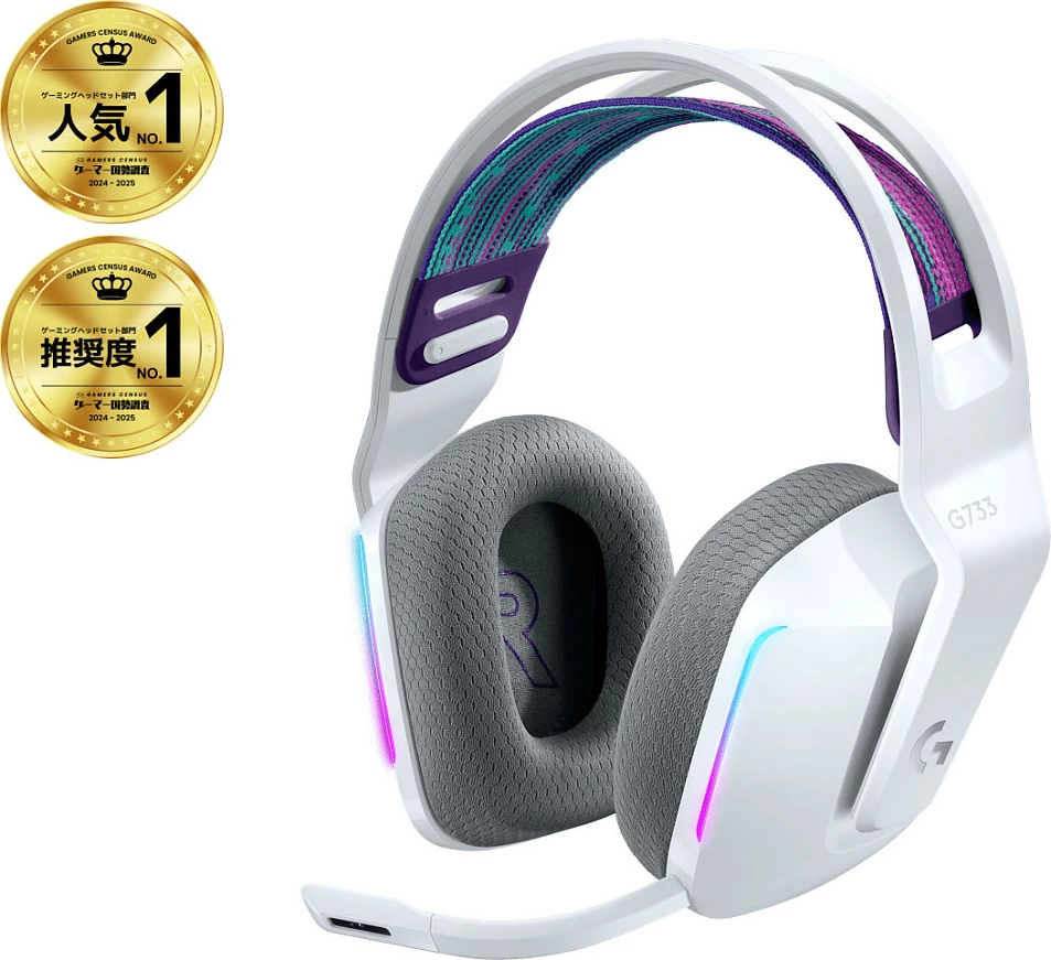 Kufje gaming Logitech G733 LIGHTSPEED, Wireless, RGB, të bardha