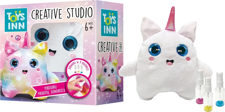 Set kreativ me maskotë unikorn Toys Inn Stnux STN9452, me ngjyra spërkatëse, shumëngjyrëshe