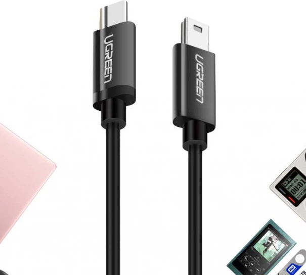 Kabllo Ugreen US242, USB-C në mini USB, 1m, e zezë