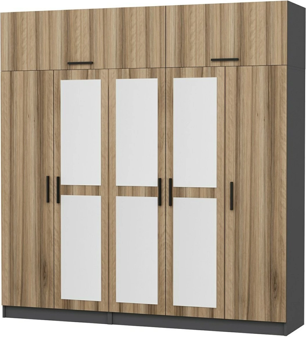 Dollap garderobe, ngjyrë dore, Skye Decor, 225x235x52cm, 9 pjesë