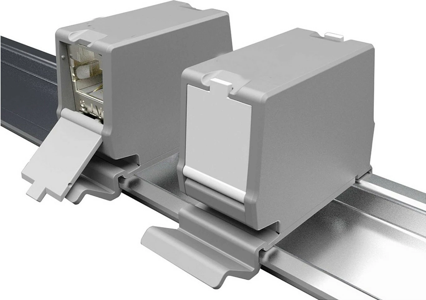 Keystone kopler EQUIP Cat6A, RJ45 femër-femër, i mbrojtur (FTP), PoE, gri