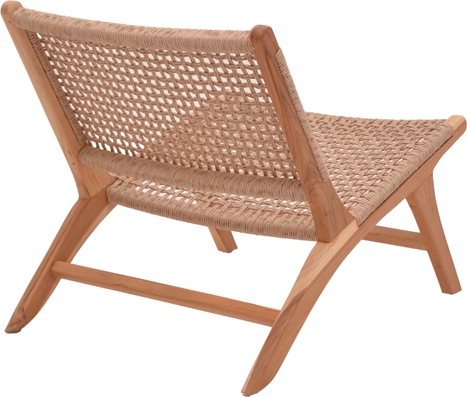 Karrige Beatrice, skelet druri teak dhe litar sintetik, ngjyrë natyrale, 65x78x68cm