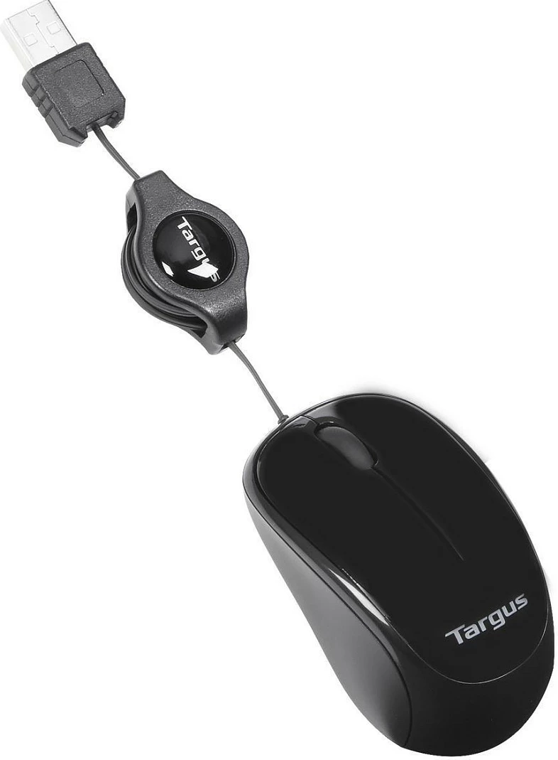 Maus Targus me kabllo tërheqëse, USB, 1000 DPI, i zi