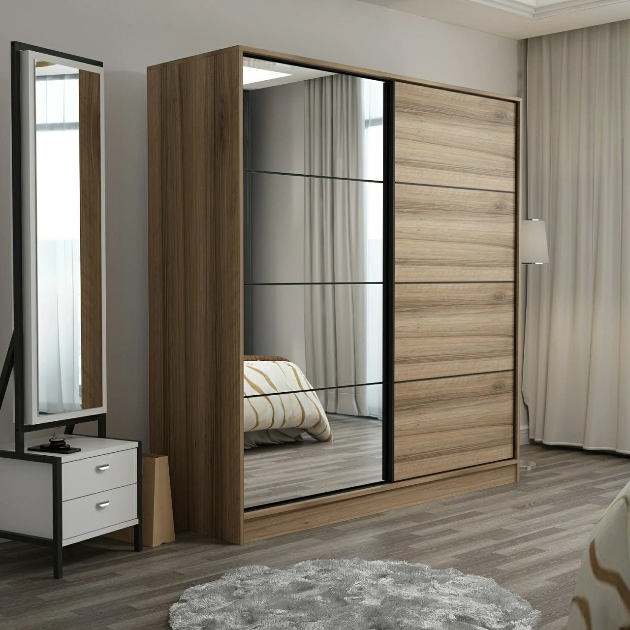 Dollap Hanah Home, Kale - 3978, ngjyrë dore, me pasqyrë