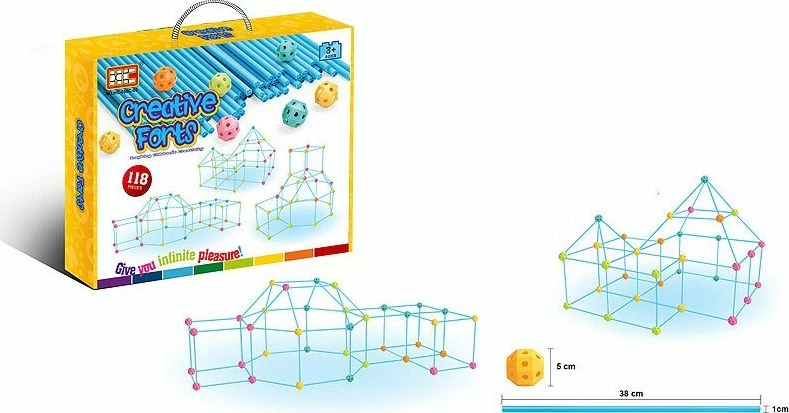 Blloqe ndërtimi Icom Creative Forts, tuba plastikë 118 copë (set)