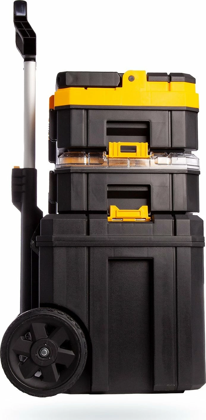 Kuti veglash me rrota DeWalt TSTAK 2.0 DWST83411-1, IP54, modular, set 3 copë, zi/verdhe