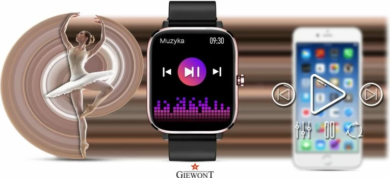 Smartwatch për femra Giewont, rozë e zezë